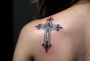 Cross with jewels tattoo idea