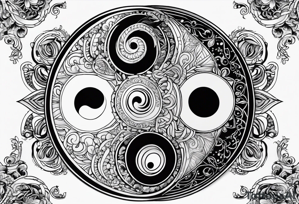 Yin yang symbol with sacred geotry patterns tattoo idea Yin yang symbol with sacred geotry patterns tattoo idea