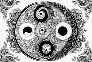 Yin yang symbol with sacred geotry patterns tattoo idea