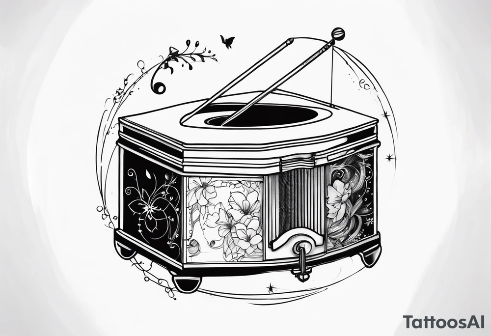 music box with a floating ballerina tattoo idea