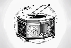music box with a floating ballerina tattoo idea