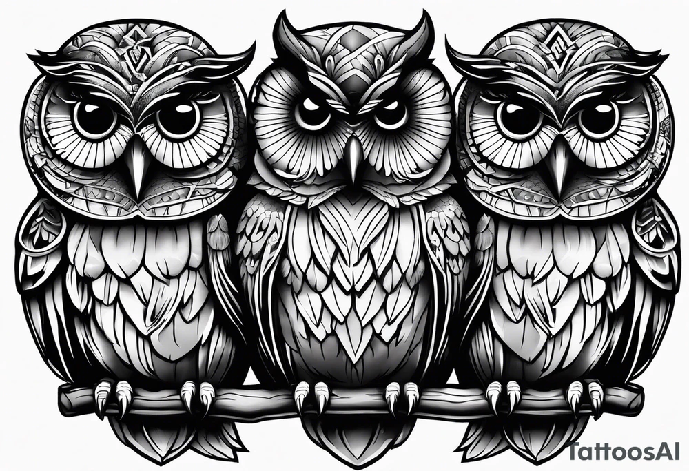 Owls 
Hear no evil, see no evil, speak no evil tattoo idea