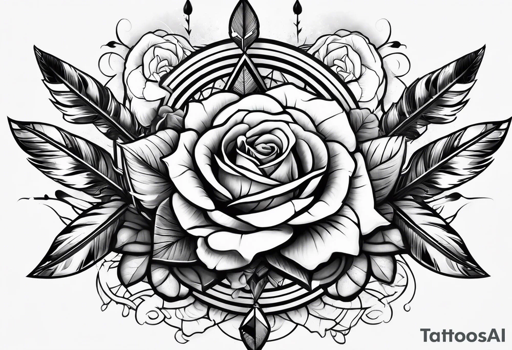 five Indian arrows going through a single rose on a forearm tattoo idea five Indian arrows going through a single rose on a forearm tattoo idea