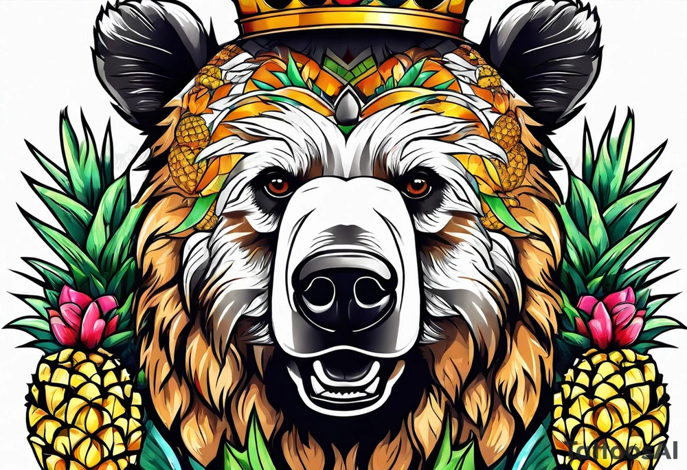 Bear loves pineapple tattoo idea
