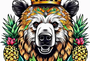 Bear loves pineapple tattoo idea