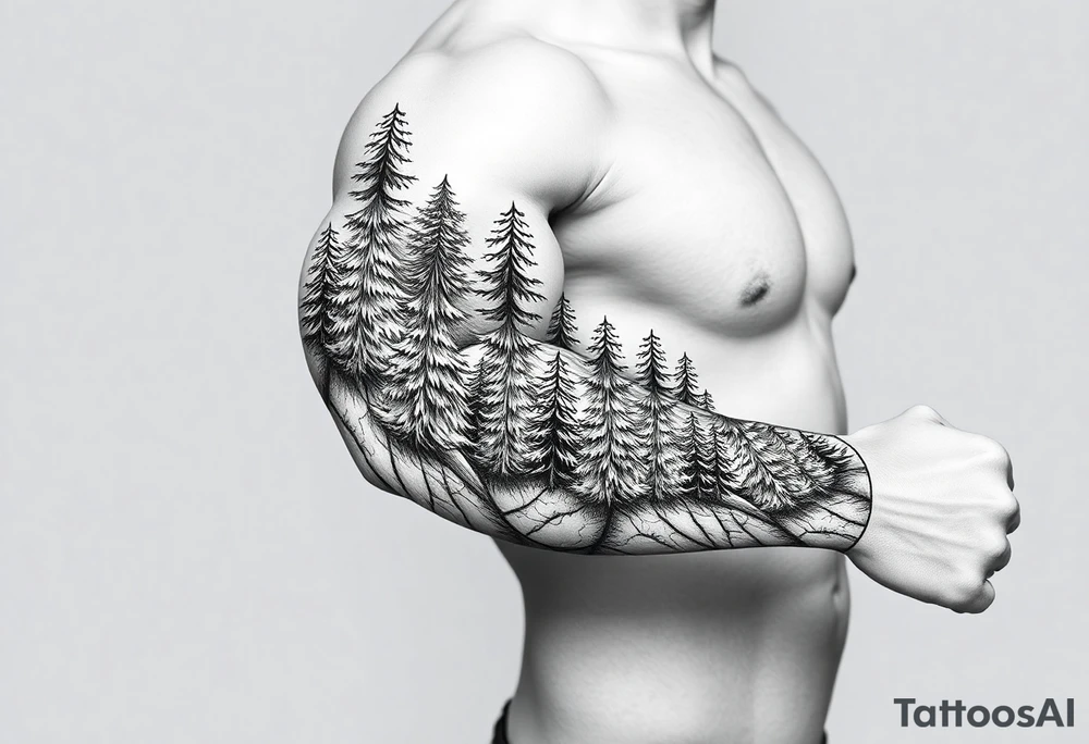 Coniferous forest forearm tattoo sleeve tattoo idea