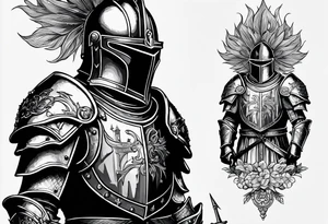 knight with heavy armor with Notre Dame tattoo idea