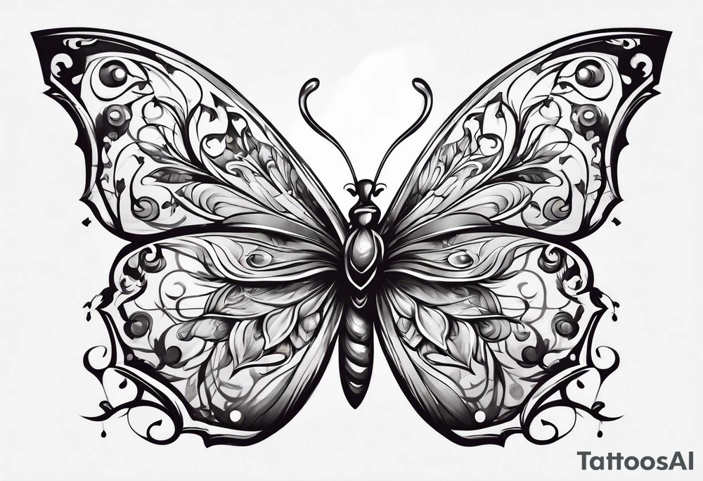 Butterfly with thorns tattoo idea