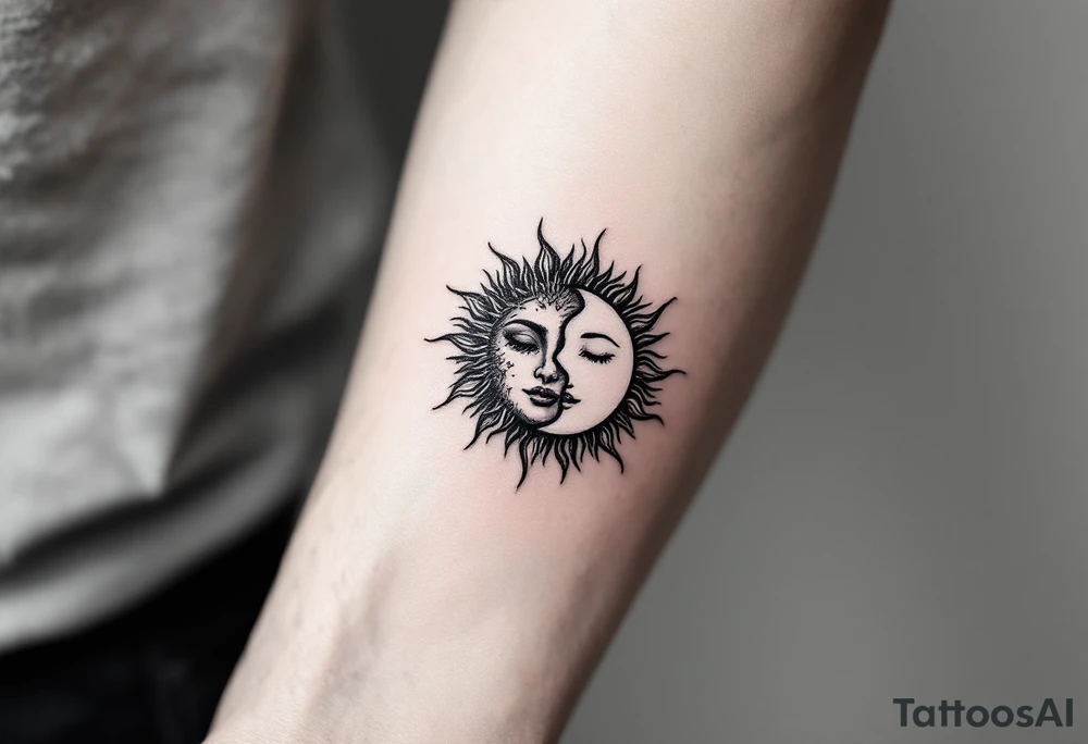 sunface (sunsign in aquarius) & moonface (moonsign in pisces) astrology / yang and yang / apple emojis inspired tattoo idea
