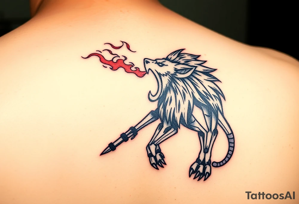 Robotic fire breathing lion tattoo idea