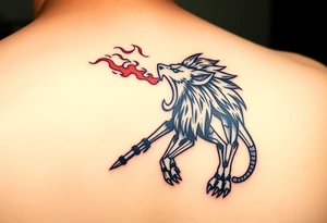 Robotic fire breathing lion tattoo idea