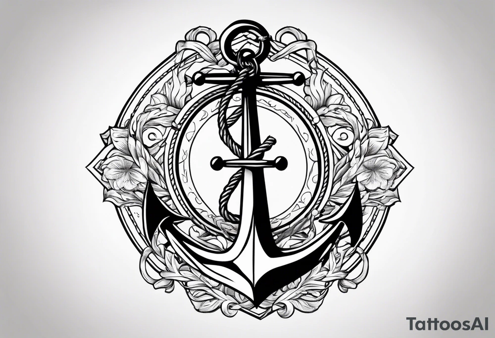 anchor with trident and audentes fortuna iuvat writtencacross tattoo idea