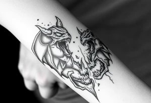 Demons tearing through skin hell fight of good vs evil inside inner demons tattoo idea