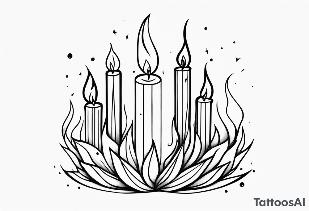 crystalized candle flames tattoo idea