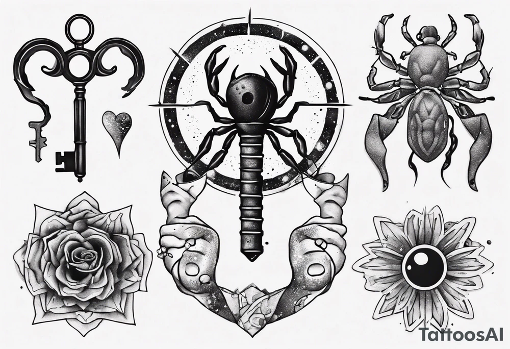 Matching tattoos with key and home in cancer horoscope tattoo idea