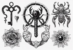 Matching tattoos with key and home in cancer horoscope tattoo idea