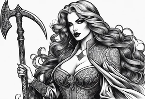 Lady death with scythe tattoo idea