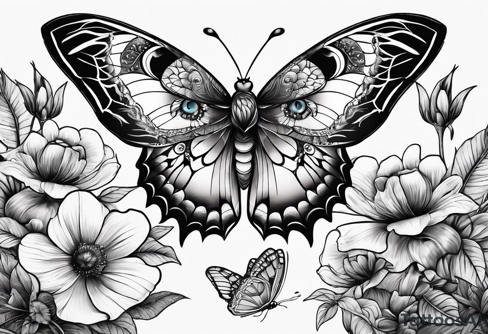 Butterflies, owl, firefly, dragonflies tattoo idea