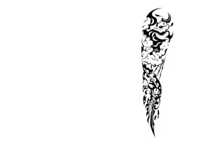 right arm sleeve, clouds and lightning mixed throughout, tattoo idea