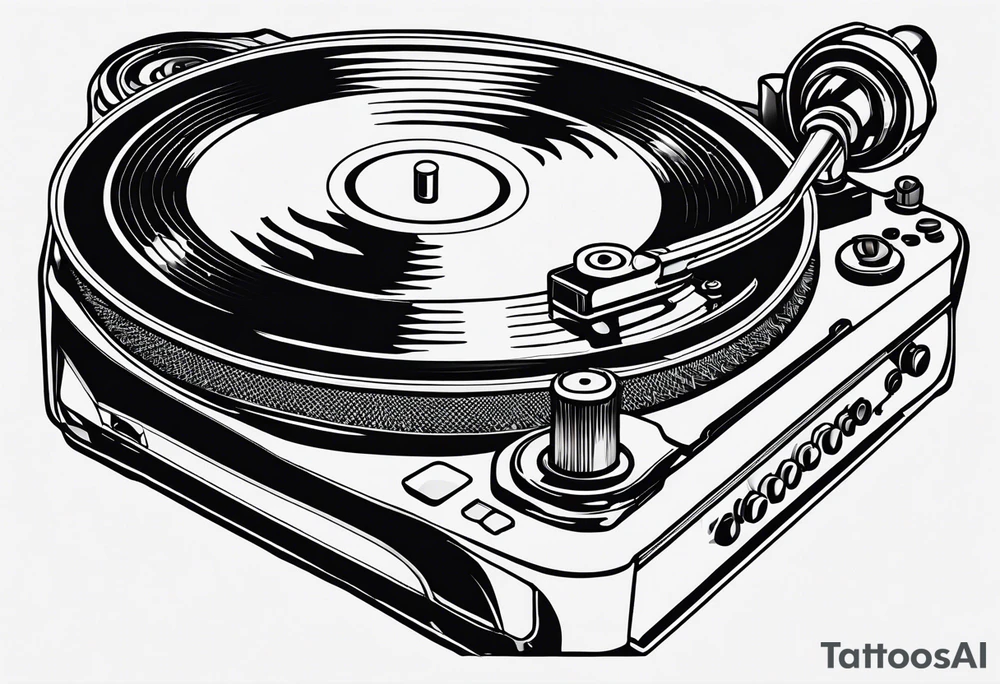 A recordplayer fineline minimalistic outline only tattoo idea A recordplayer fineline minimalistic outline only tattoo idea