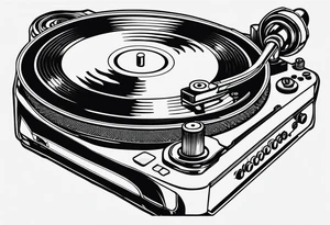 A recordplayer fineline minimalistic outline only tattoo idea