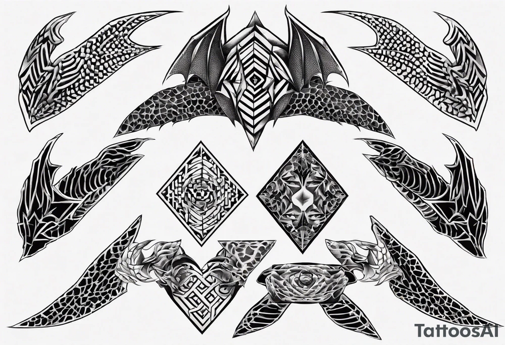 Dragon skin symmetrical tattoo idea