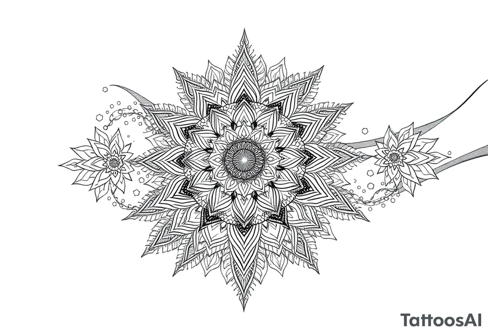 intricate mandala with sacred geometry and cosmic elements tattoo idea