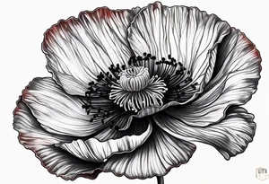 Long red poppy flower tattoo idea
