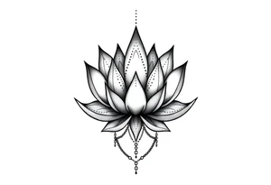 Lotus flower with dotwork chains tattoo idea