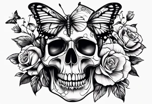 Floral skull butterfly survivor shoulder tattoo half sleeve tattoo idea