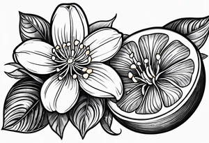 An orange blossom and orange slice tattoo idea