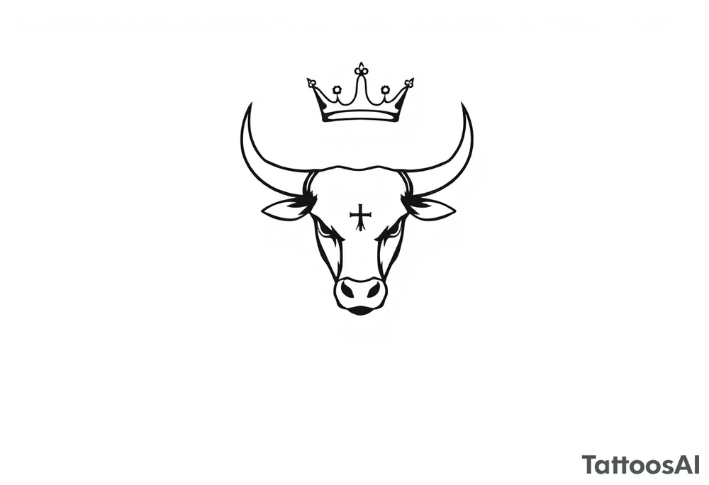 Bull symbol with crown tattoo idea