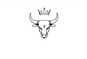 Bull symbol with crown tattoo idea