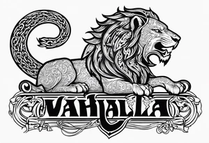 Valhalla  dragon  lion chains tattoo idea