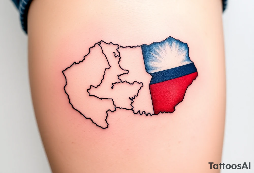 A detailed map of the Czech Republic with the flag’s colors filling the borders, making it both stylish and meaningful tattoo idea