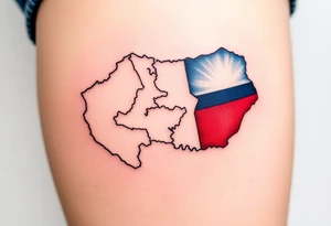 A detailed map of the Czech Republic with the flag’s colors filling the borders, making it both stylish and meaningful tattoo idea