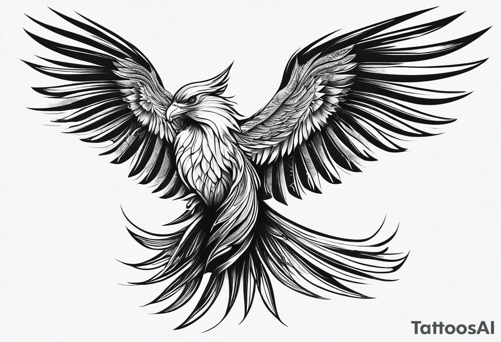 petit voilier et phoenix  minimaliste. trait de crayon. tattoo idea