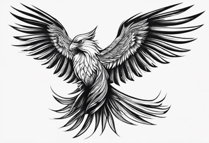 petit voilier et phoenix  minimaliste. trait de crayon. tattoo idea