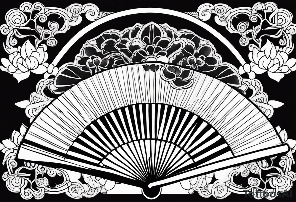 Black Japanese fan tattoo idea