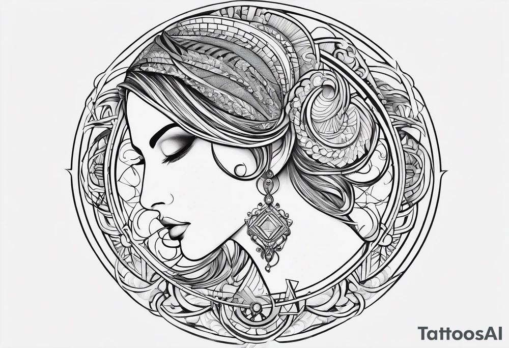 Aquarius with the Fibonacci sequence and sacred geometry tattoo idea