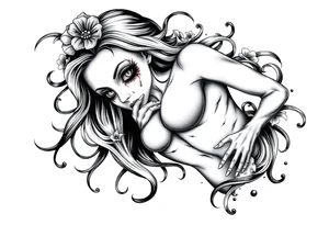 Naked Zombie pinup girl tattoo idea