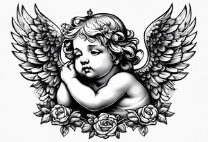 Crying cherub angel tattoo idea