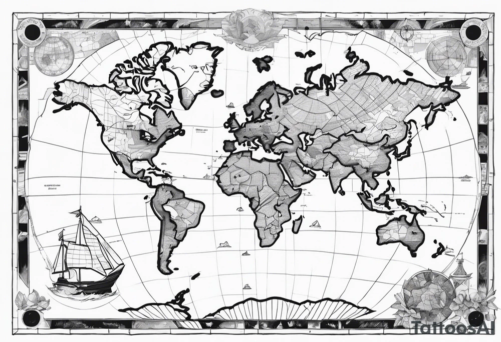 Cartographic Map Treasure tattoo idea