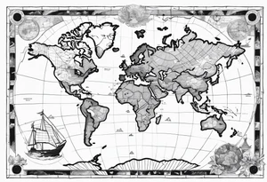Cartographic Map Treasure tattoo idea