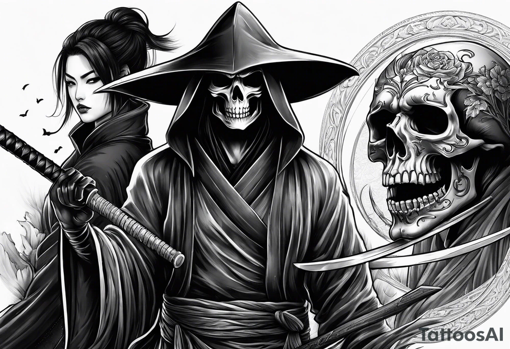 Katana and grim reaper tattoo idea