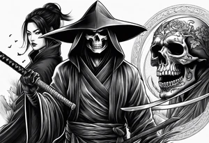 Katana and grim reaper tattoo idea