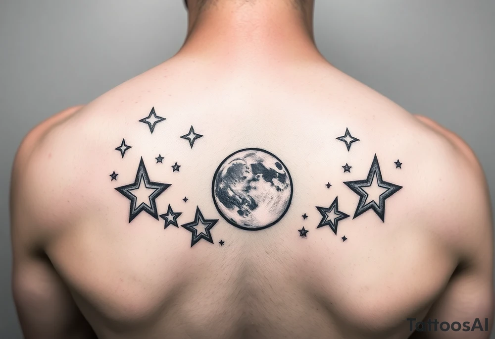 stars and moon tattoo idea