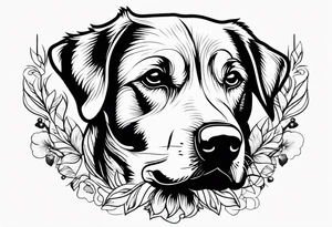 Dog head shape outline with nature virw tattoo idea
