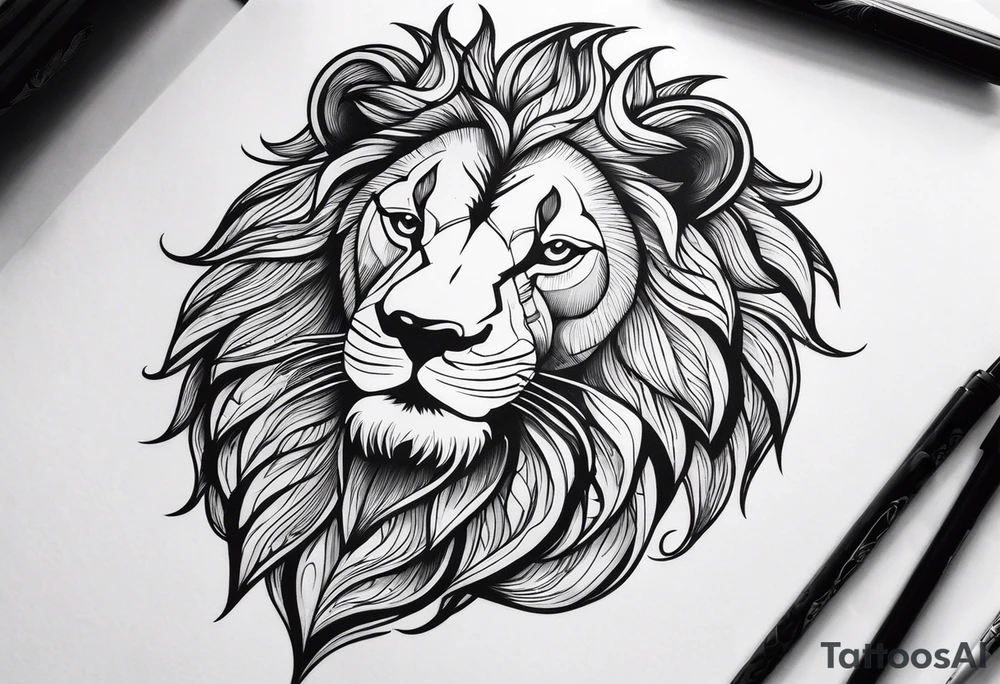 powerful majestic lion, close-up tattoo idea
