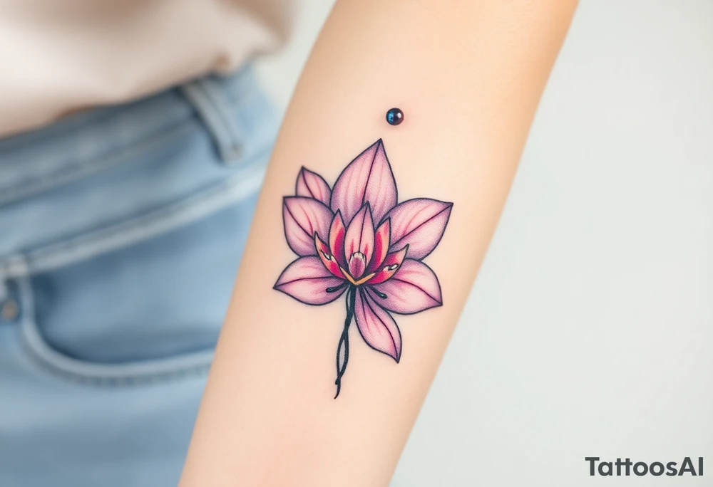 A lotus and orchid combination in soft pastel tones tattoo idea